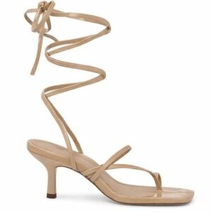 NWB Schutz Lily Kitten Heel Sandals 10B Nude Patent Leather Strappy Square Toe